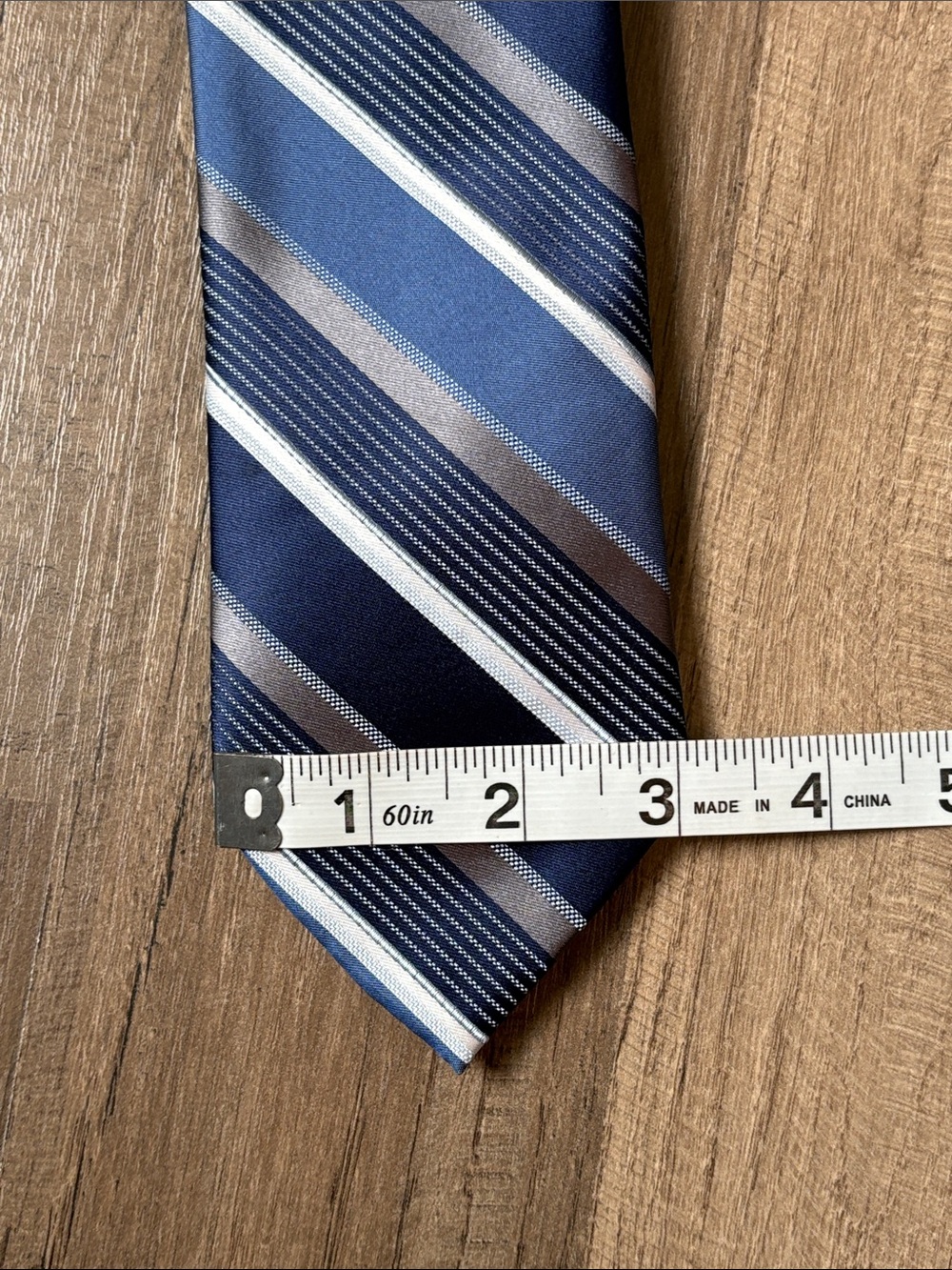 George Navy, Light Blue, Gray Striped Tie No-tie, zipper adjustable tie - Picture 6 of 6